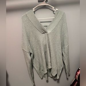 Teal hooded oversized sweater. Size Small.